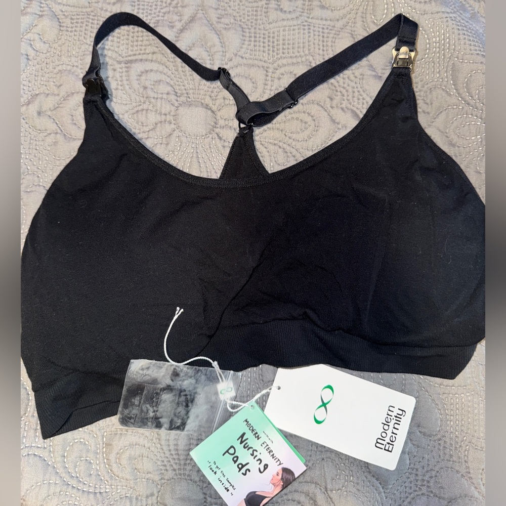 NWOT attached Modern Eternity black nursing bra XL